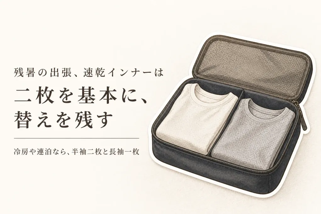 残暑の出張、速乾インナーは何枚持つ？ホテルで洗う半袖・長袖の替え方
