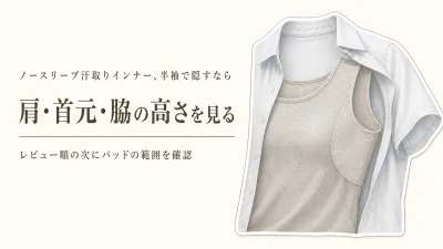 楽天でレビュー数が多いノースリーブ汗取りインナーを比べる｜脇汗を受ける範囲と半袖シャツから見えない形の選び方