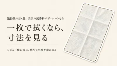 楽天でレビュー数が多い無香料ボディシートを比べる｜通勤後に首・腕を一枚で拭くならサイズはどう選ぶ？