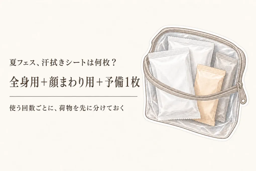 夏フェスの汗拭きシートは何枚？全身用と顔まわり用を荷物・使用回数で分ける